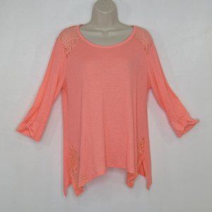 No Boundaries Womens Waffle Knit Thermal Lace Detail Shirt Top Size XL(15-17)